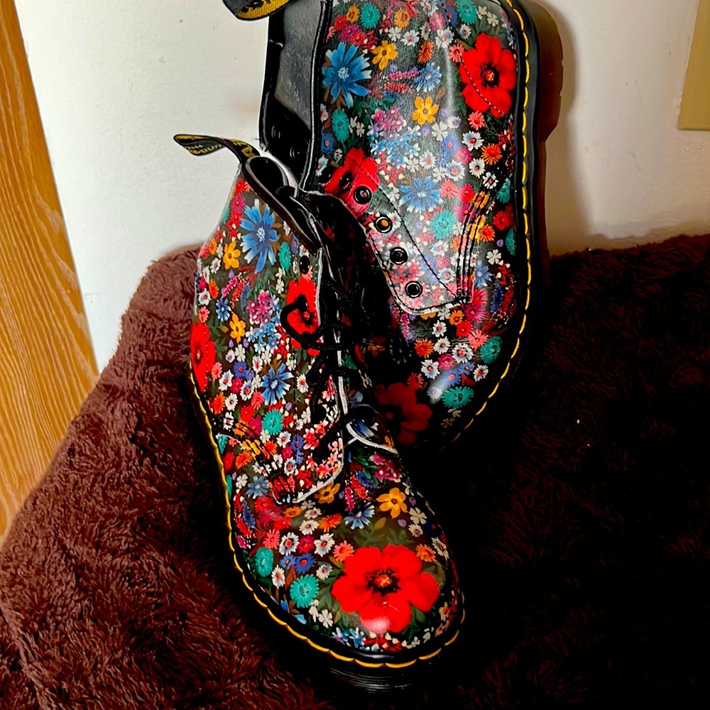 Red multi colored boots